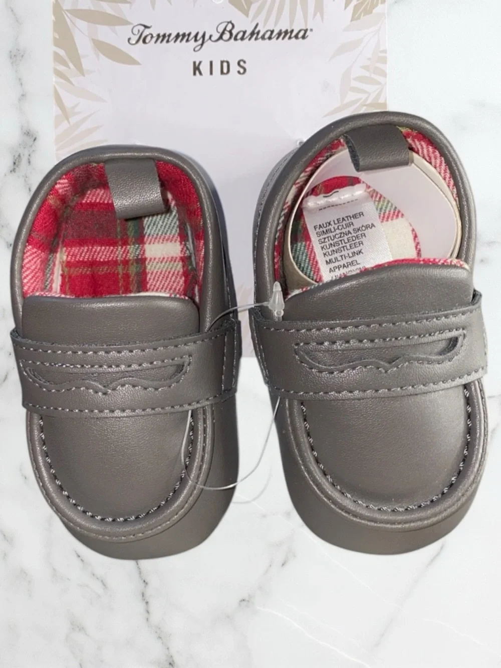 Tommy Bahama  Gray Slip-On loafers crib shoes Red Plaid